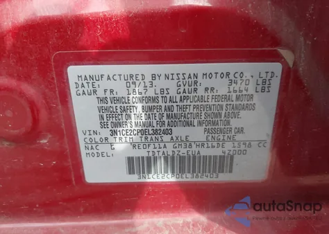 2014 Nissan Versa Note Sv из США, поврежденный, VIN 3N1CE2CP0EL382403